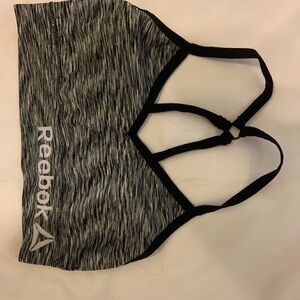 Reebok Black and Gray Space-Dye Sports Bra Top